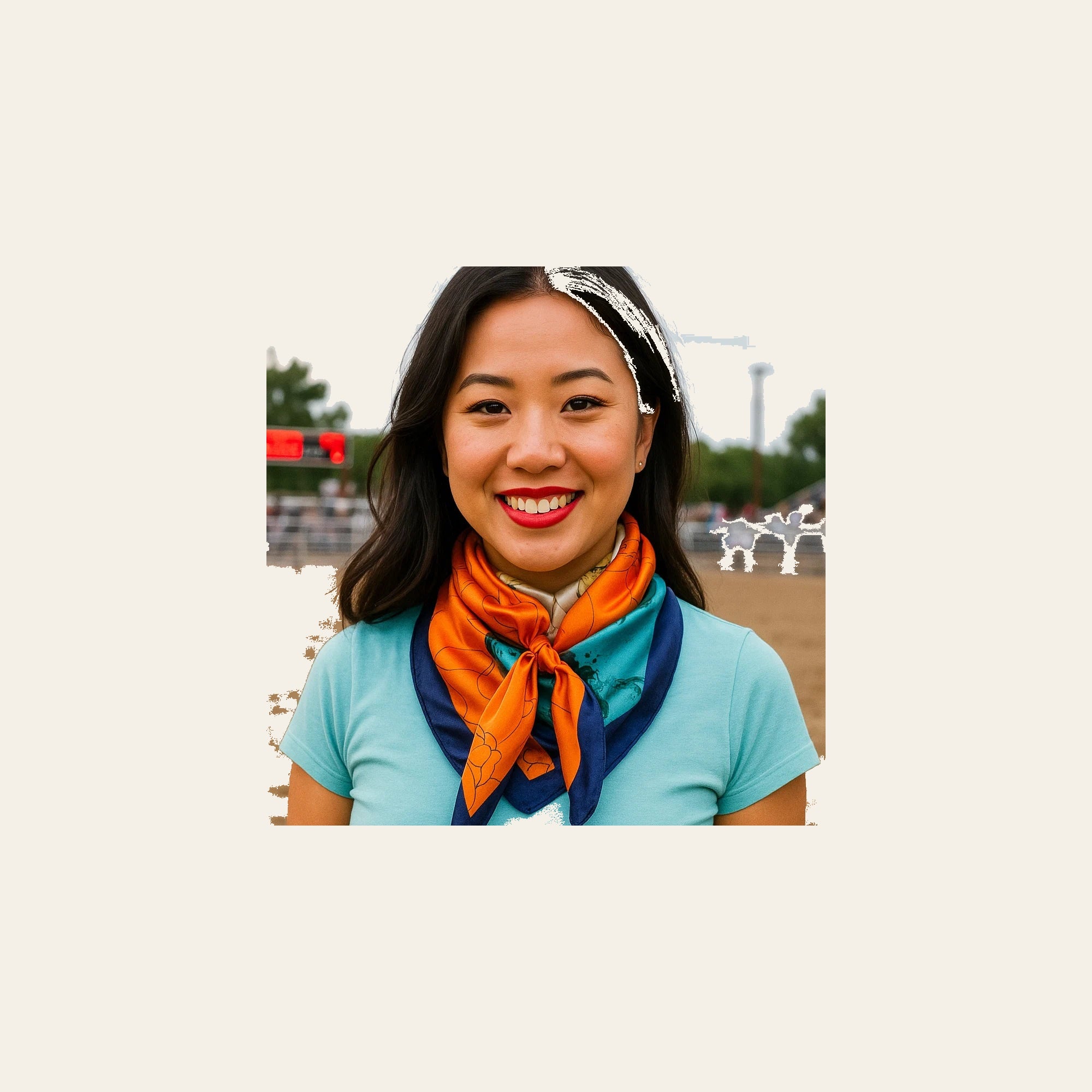 White and Orange Rose Wild Rag - Western Scarf