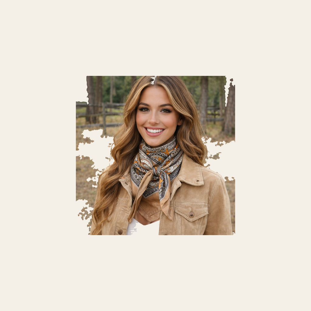Yellow and Tan Paisley Wild Rag - Western Scarf