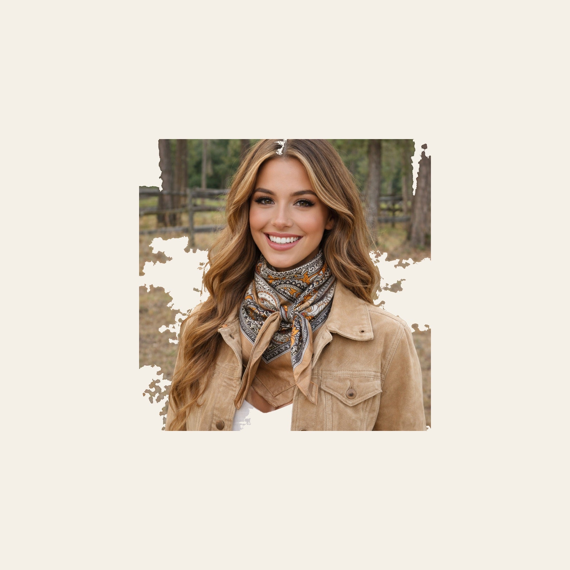 Yellow and Tan Paisley Wild Rag - Western Scarf