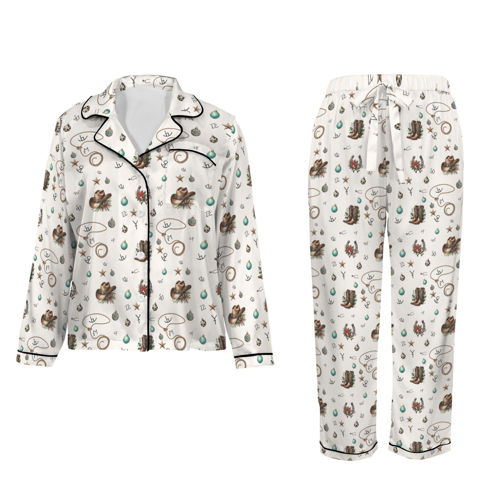 Baha Ranch Boots and Brands Western Christmas Long Satin Pajamas by Baha Ranch Western Wear - product image 2