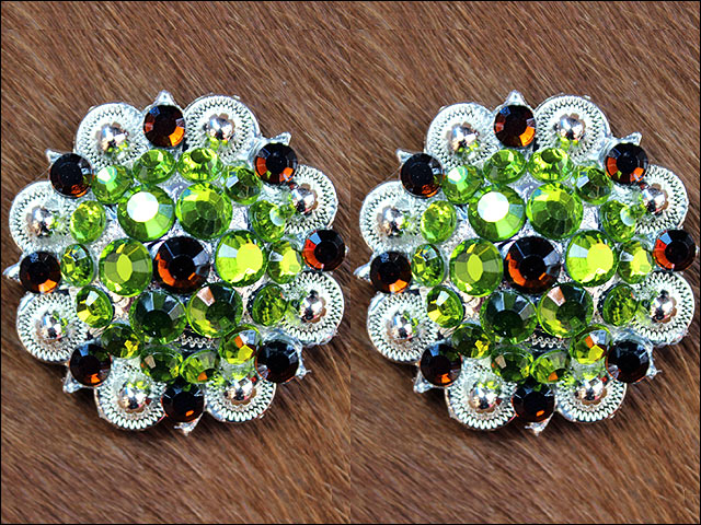 Perstop Green Brown Crystals Berry Headstall Saddle Hilason