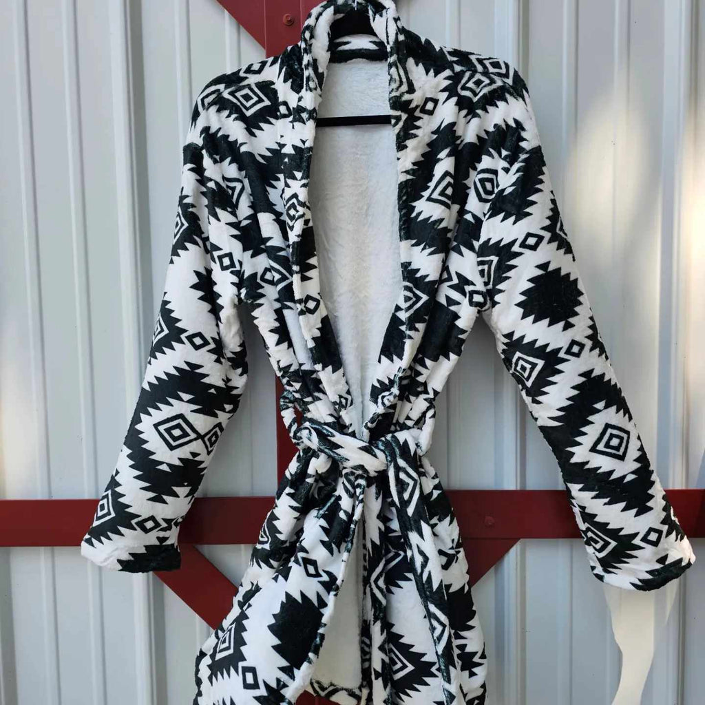 Baha Ranch Black Aztec Women's Western Bath Robe by Baha Ranch Western Wear