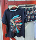 Baha Ranch Indian Headdress Women's Western Short and Top Pajama Set by Baha Ranch Western Wear