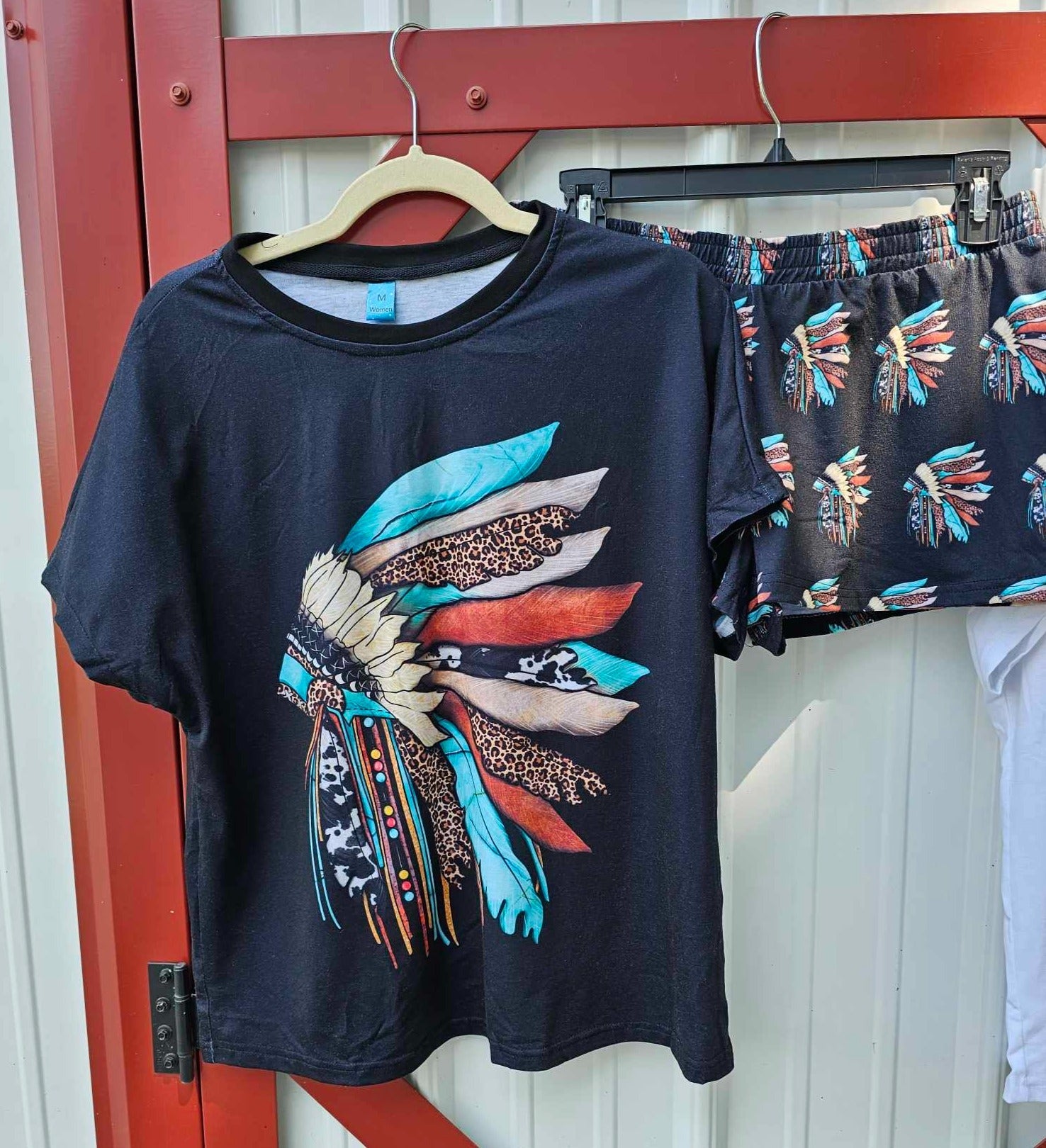 Baha Ranch Indian Headdress Women's Western Short and Top Pajama Set by Baha Ranch Western Wear