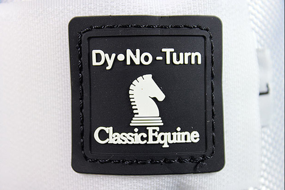 White Classic Equine No Horse No Turn Bell Boots Pair