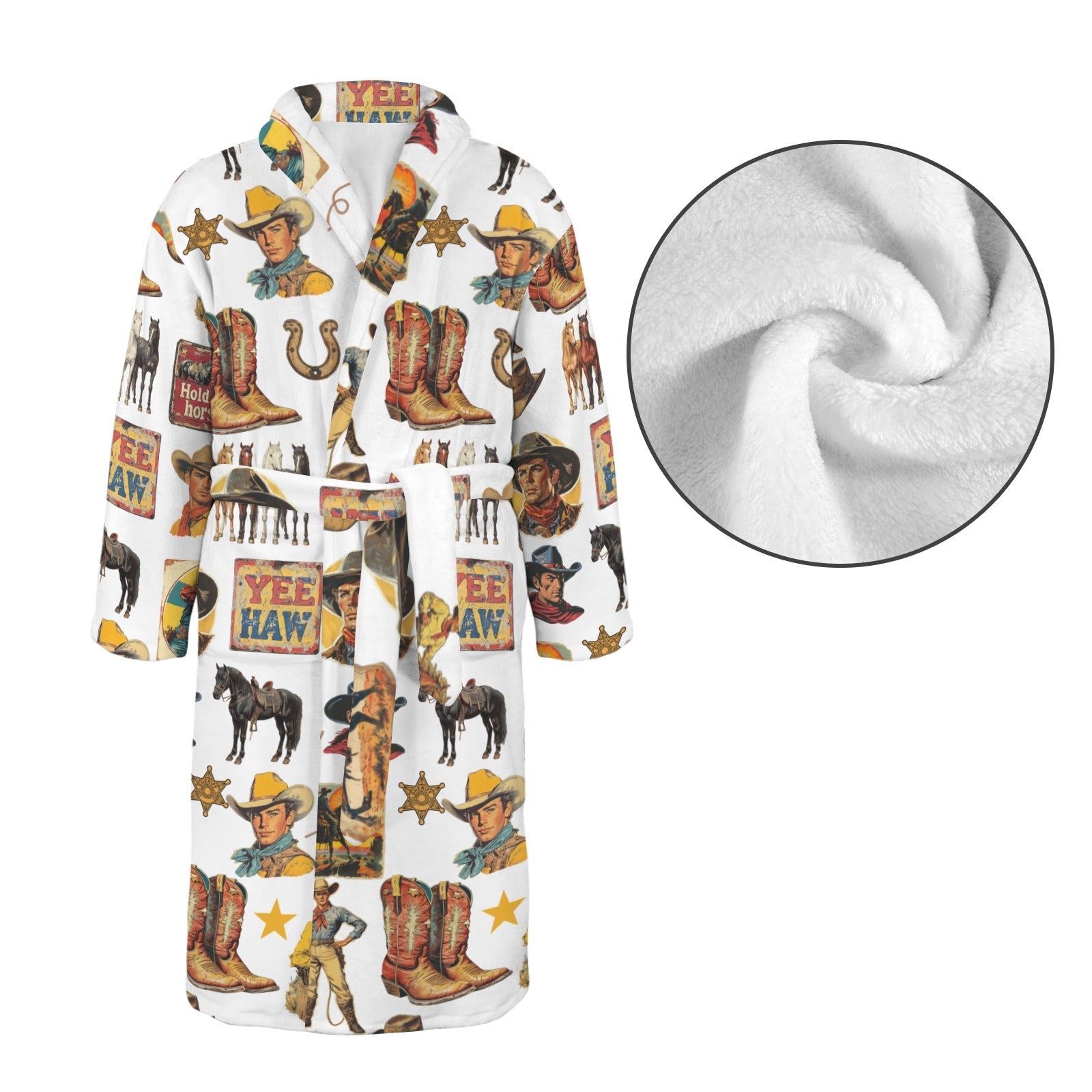 Baha Ranch Cowboy Collage Western Men's Bath Robe by Baha Ranch Western Wear - product image 5