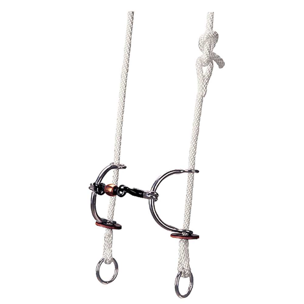 Weaver Leather Nylon Rope Gag Bridle | Stitched Latigo Ear Sweet Iron Sliding Bit with Copper Roller