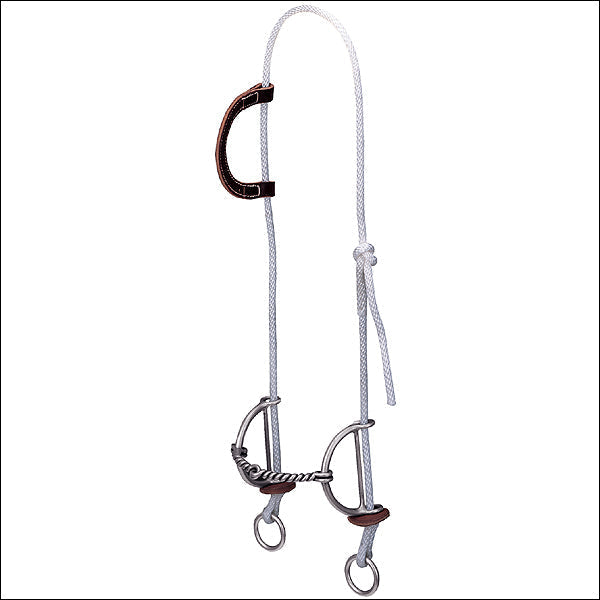 Weaver Leather Nylon Rope Gag Bridle | Stitched Latigo Ear | 5" Twisted Wire Sliding Bit