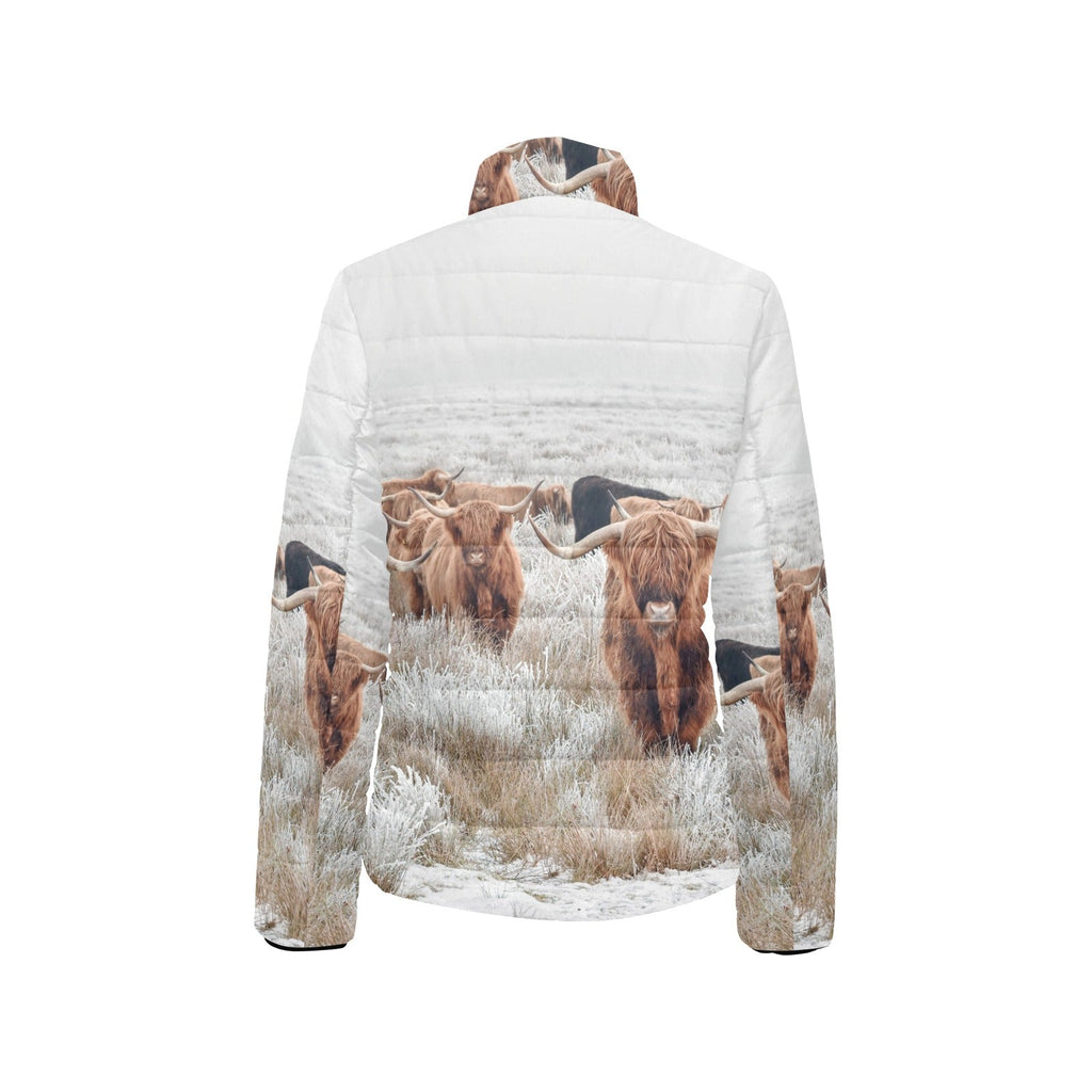 Highland Cow Herd Women's Puffy Bomber Jacket by Baha Ranch Western Wear - product image 4