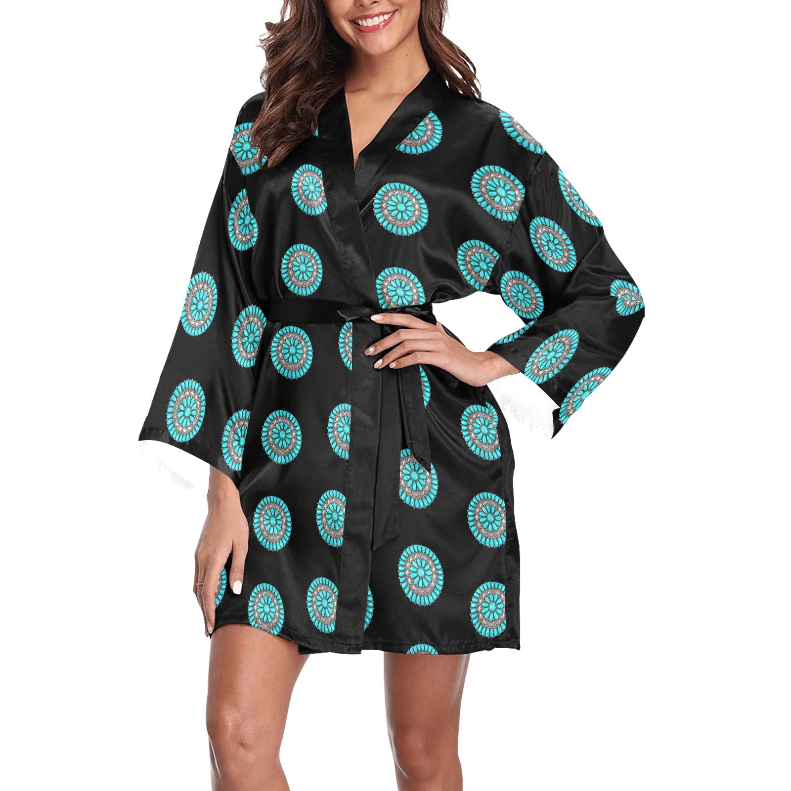 Baha Ranch Turquoise Concho Women's Lounge Kimono Robe by Baha Ranch Western Wear