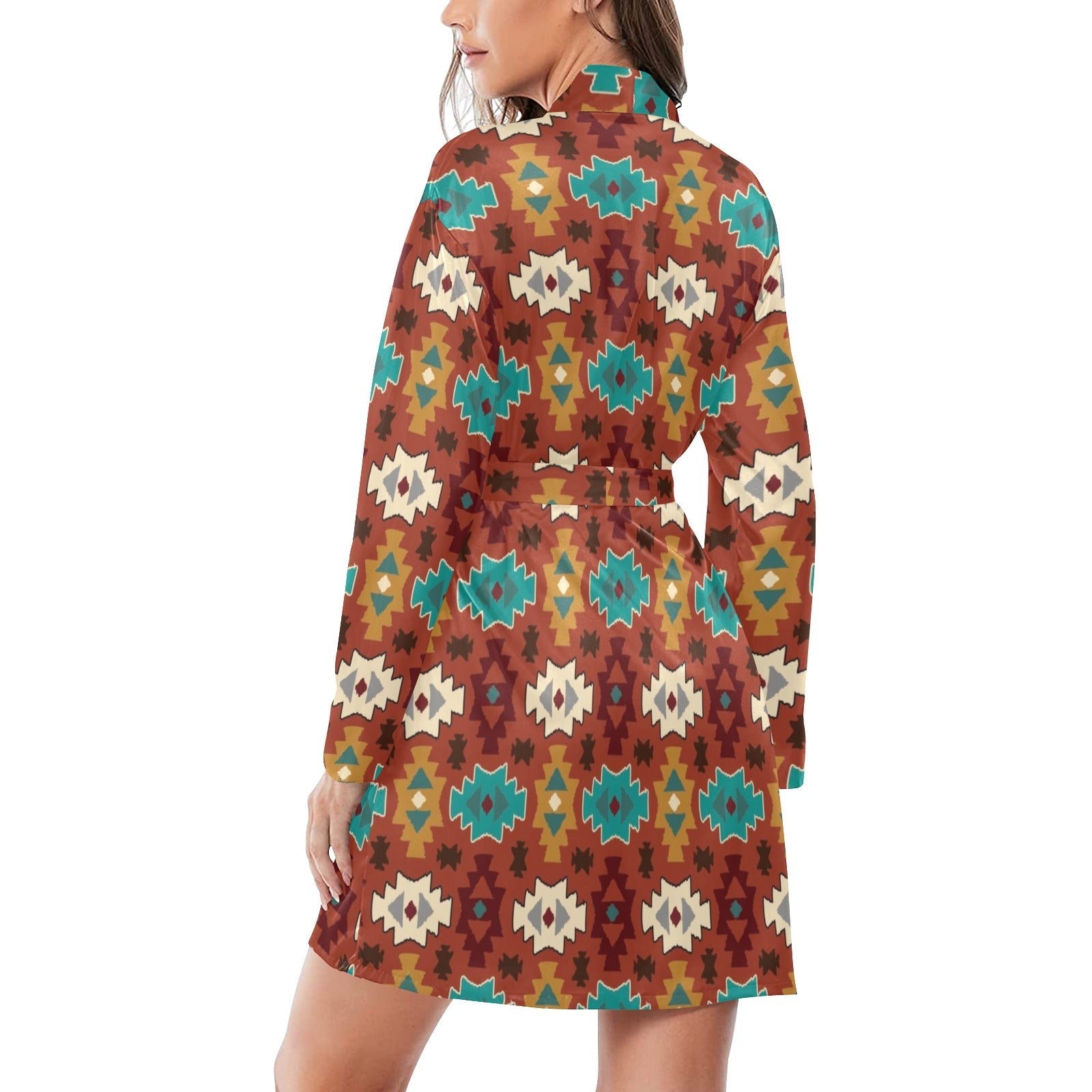 Baha Ranch Old Aztec Women's Long Sleeve Belted Satin Feel Dressing Lounge Robe by Baha Ranch Western Wear - product image 2