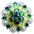 Hilason Lemon Green Crystal Berry Silver Concho — 1.5"