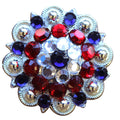Hilason Western Silver Berry Rhinestone Concho — Red/Blue, 1.5"