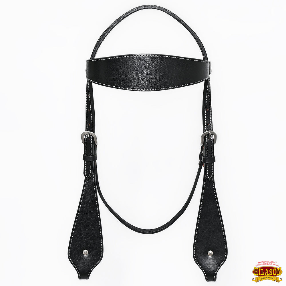 HILASON Western Horse Headstall Breast Collar Set Tack Genuine American Leather Plain Black