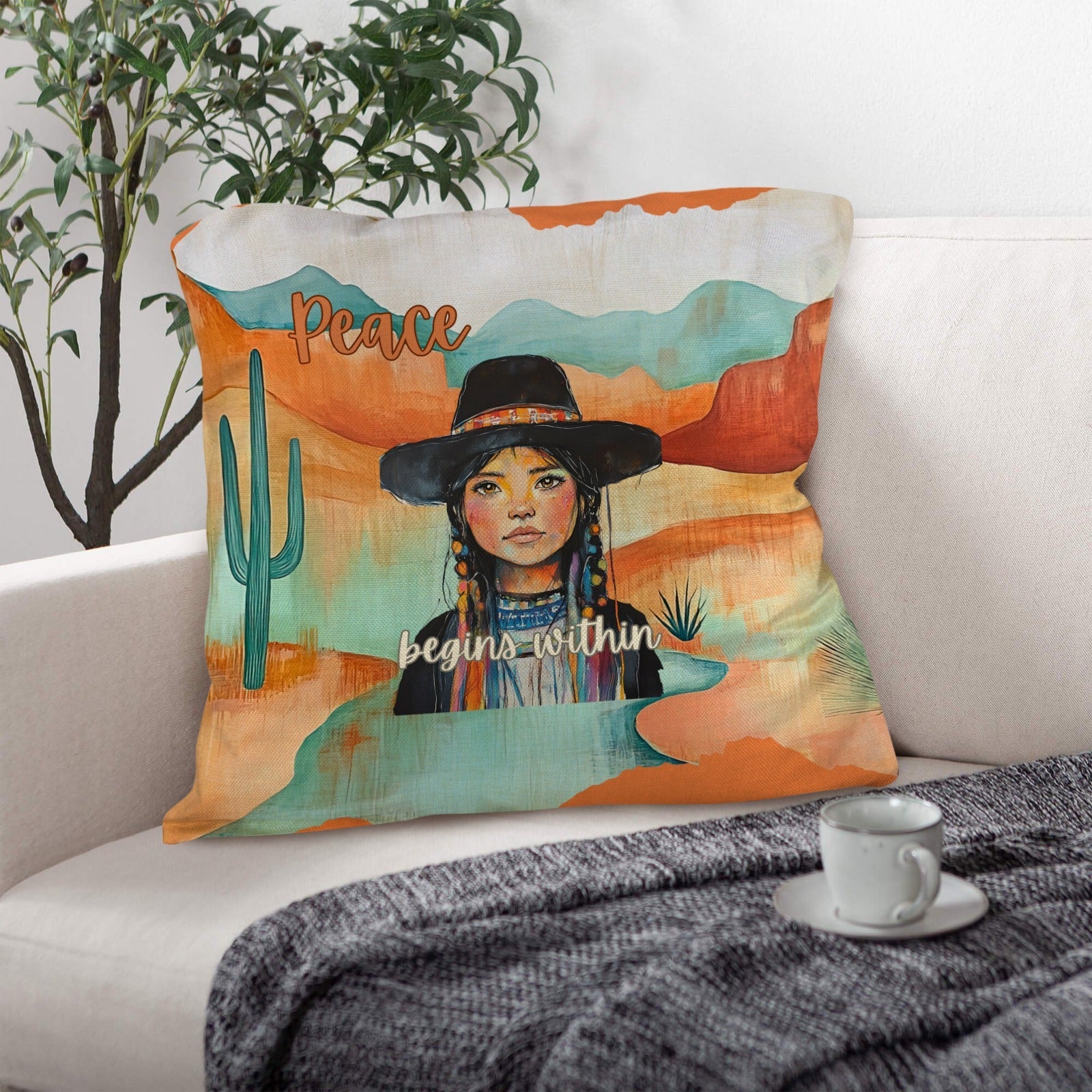 Baha Ranch Native Peace Begins Within Throw Pillow Case Made in America by Baha Ranch Western Wear - product image 5