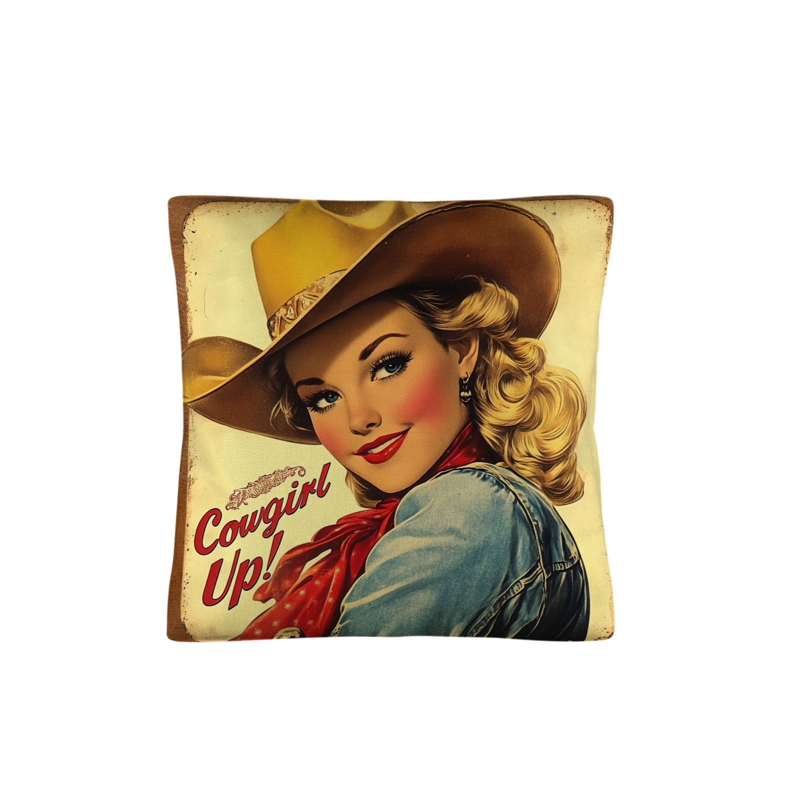 Baha Ranch Vintage Cowgirl Up Throw Pillow Case 18 x 18 Made in America by Baha Ranch Western Wear - product image 4