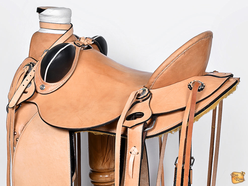 HILASON Western Horse Wade Saddle American Leather Ranch Roping Tan | Hand Tooled & For Horses