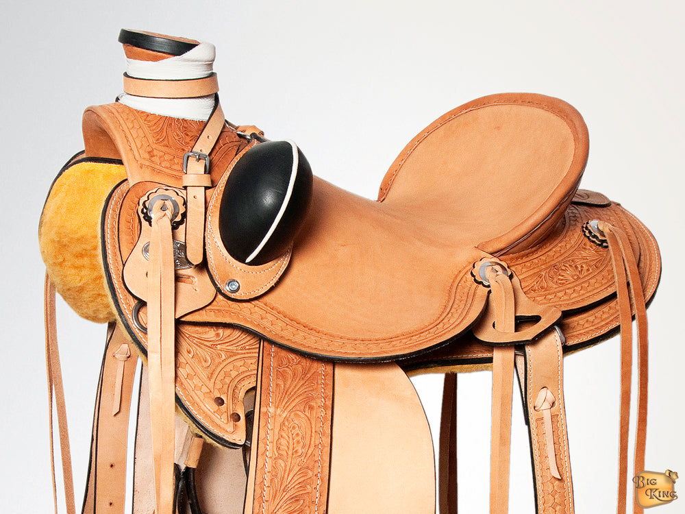 HILASON Western Horse Wade Saddle American Leather Ranch Roping Tan | Hand Tooled & For Horses