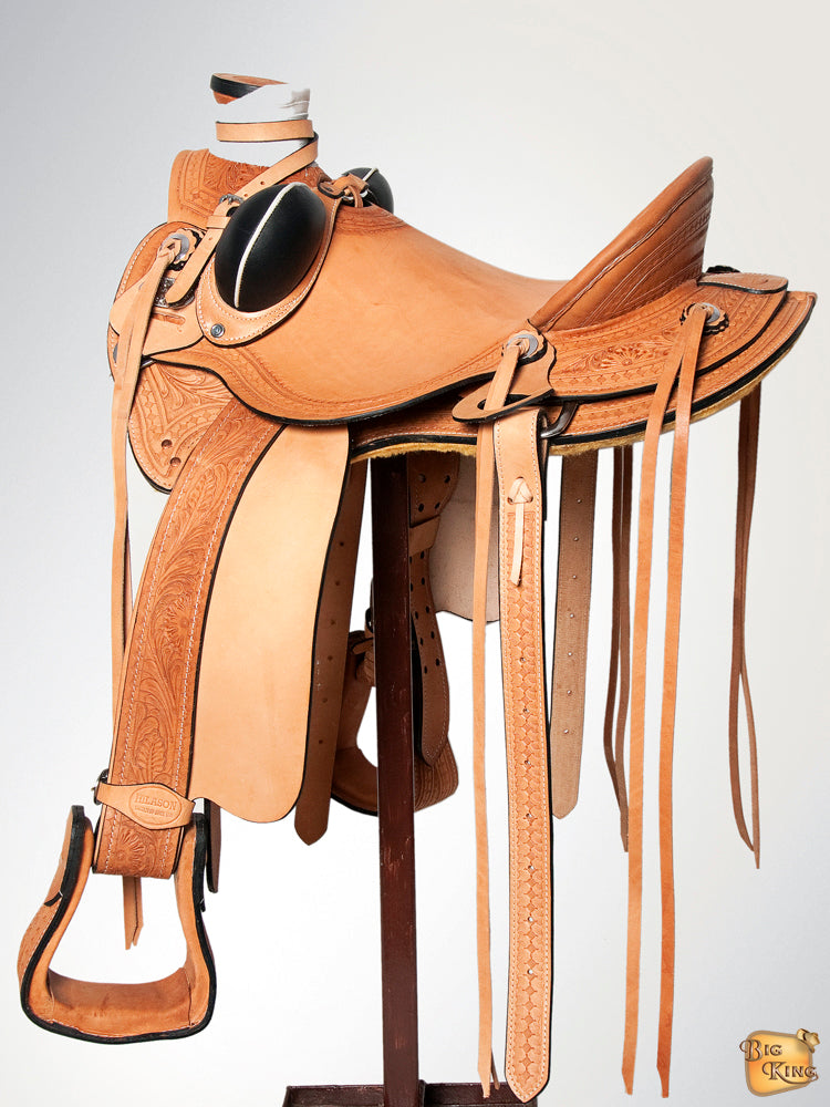 HILASON Western Horse Wade Saddle American Leather Ranch Roping Tan | Hand Tooled & For Horses