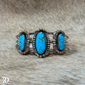 Kingman Three Stone Turquoise Cuff By Amos Begay