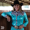 Finish Line Turquoise Sparkle Rodeo Shirt