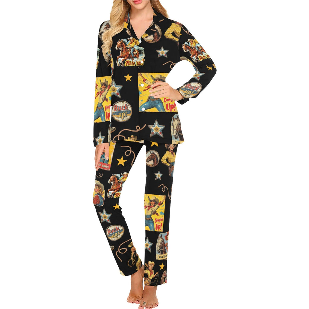 Baha Ranch Vintage Cowgirl Collage Western Pajama Set by Baha Ranch Western Wear
