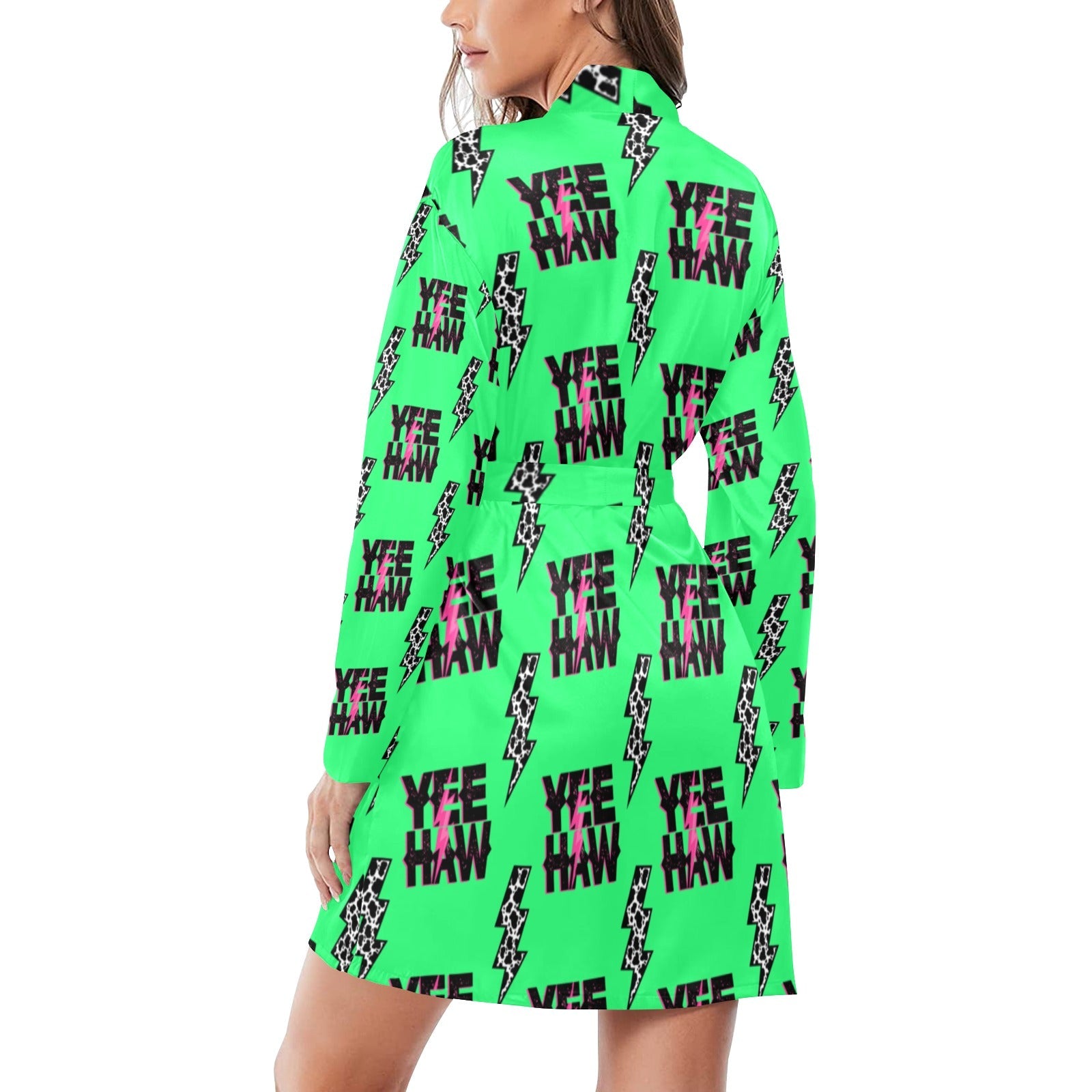 Baha Ranch Neon Yeehaw Women's Belted Satin Feel Dressing Lounge Robe by Baha Ranch Western Wear - product image 2