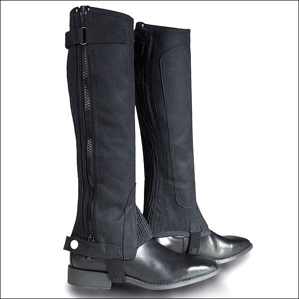X-Large Amara Ribbed Half Chaps For Trailside Riding In Durable Synthetic Leather