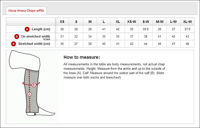 X-Large Amara Ribbed Half Chaps For Trailside Riding In Durable Synthetic Leather