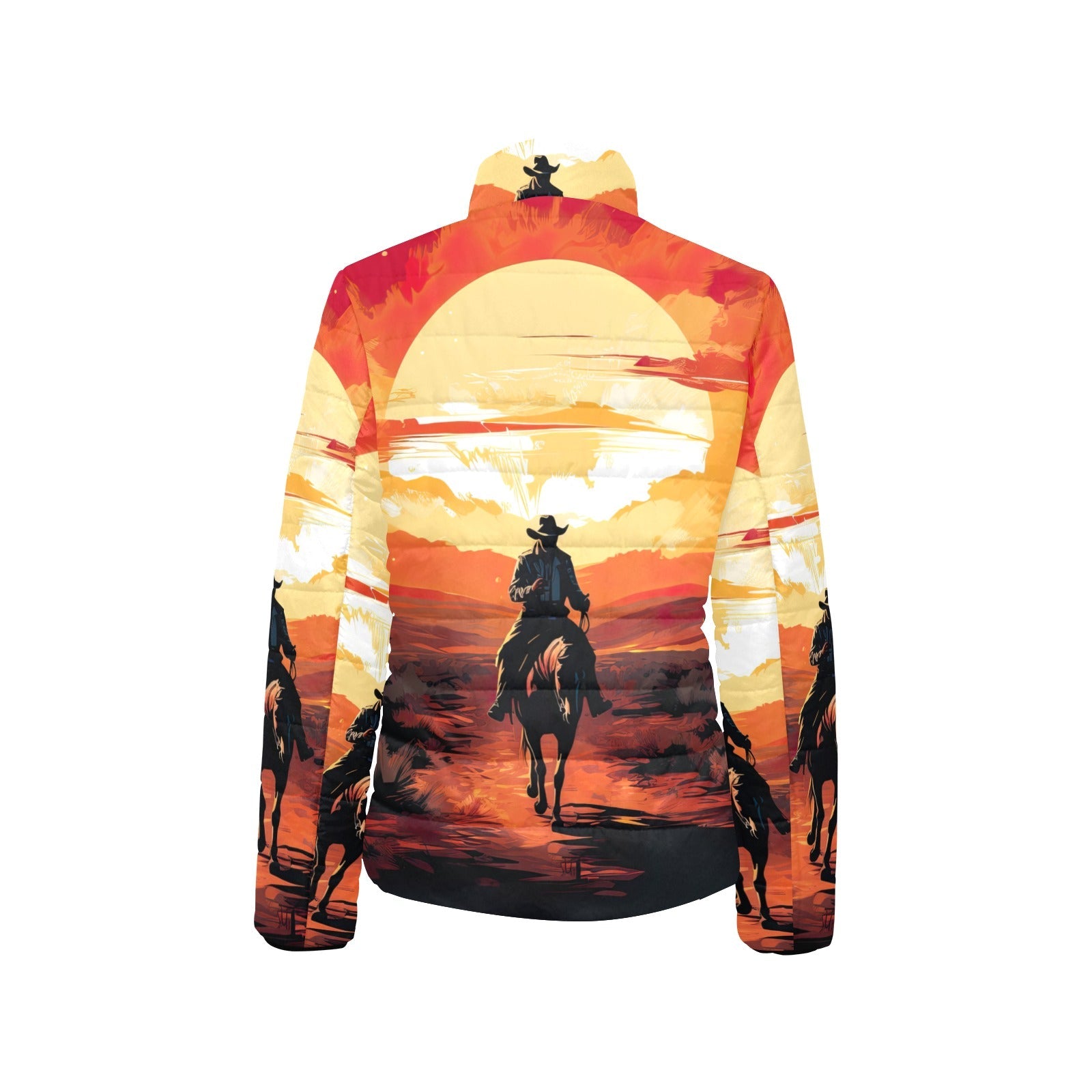 Sunset Cowboy Desert Women's Puffy Bomber Jacket by Baha Ranch Western Wear - product image 4