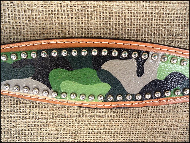 Durable Camouflage Western Leather Headstall And Breast Collar Set For Trail Horses