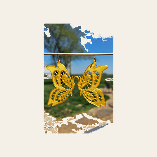 3D Print Butterfly Boho Earrings Made in America by Baha Ranch Western Wear