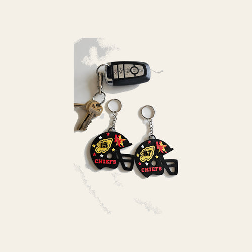 3D Print Chiefs Helmet Arrowhead Kc 15 Mahomes Kansas City 87 Kelce Football Keychain Made in America by Baha Ranch...