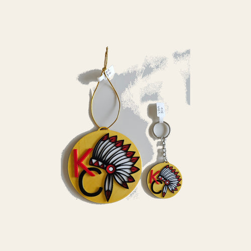 3D Print Chiefs Kc Kansas City Football Ornament or Keychain by Baha Ranch Western Wear