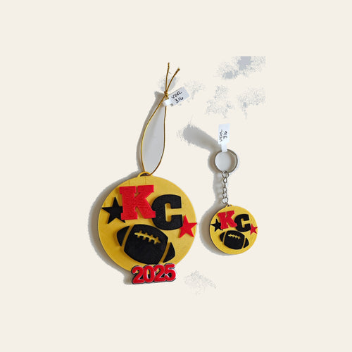 3D Print Chiefs Kc Kansas City Football Ornament or Keychain by Baha Ranch Western Wear