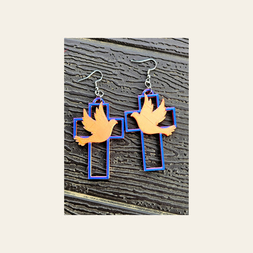 3D Print Christian Cross Faith Earrings Made in America by Baha Ranch Western Wear