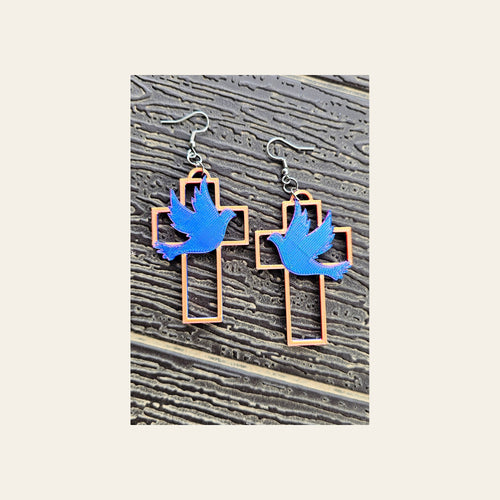 3D Print Christian Cross Faith Earrings Made in America by Baha Ranch Western Wear