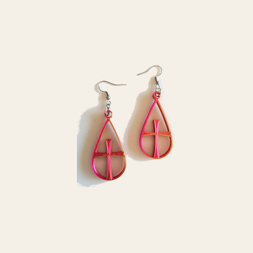 3D Print Christian Cross Faith Earrings Made in America by Baha Ranch Western Wear