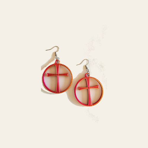 3D Print Christian Cross Faith Earrings Made in America by Baha Ranch Western Wear