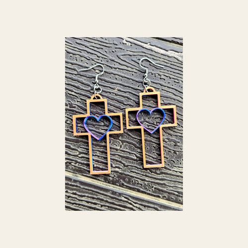 3D Print Christian Cross Faith Earrings Made in America by Baha Ranch Western Wear
