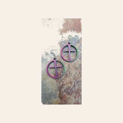 3D Print Christian Cross Faith Earrings Made in America by Baha Ranch Western Wear