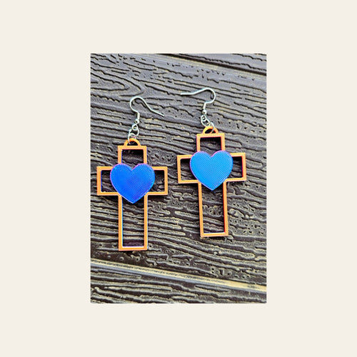 3D Print Christian Cross Faith Earrings Made in America by Baha Ranch Western Wear