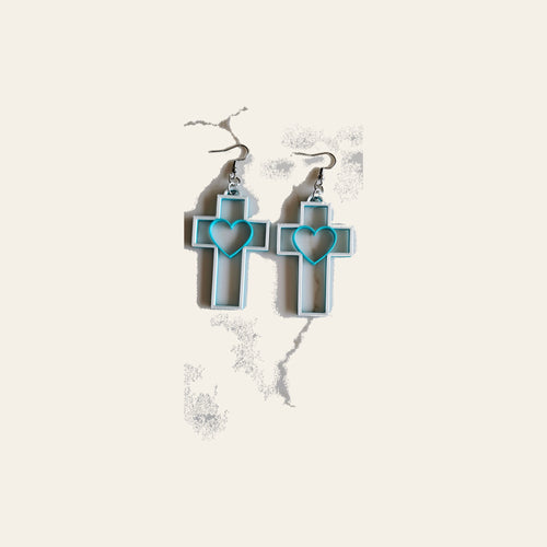 3D Print Christian Cross Faith Earrings Made in America by Baha Ranch Western Wear
