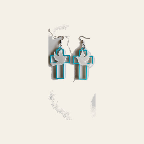 3D Print Christian Cross Faith Earrings Made in America by Baha Ranch Western Wear