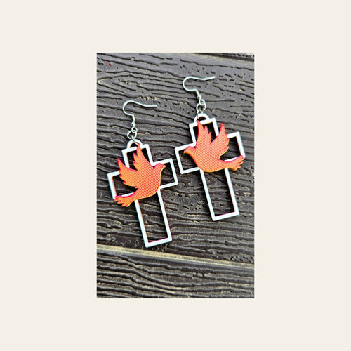 3D Print Christian Cross Faith Earrings Made in America by Baha Ranch Western Wear