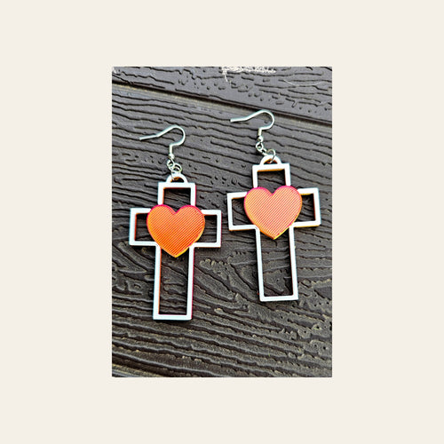 3D Print Christian Cross Faith Earrings Made in America by Baha Ranch Western Wear