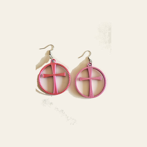 3D Print Christian Cross Faith Earrings Made in America by Baha Ranch Western Wear