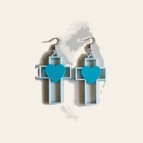 3D Print Christian Cross Faith Earrings Made in America by Baha Ranch Western Wear