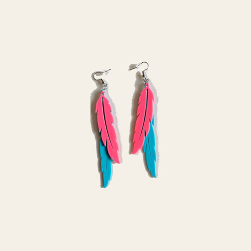 3D Print Double Feather Boho Earrings Made in America by Baha Ranch Western Wear