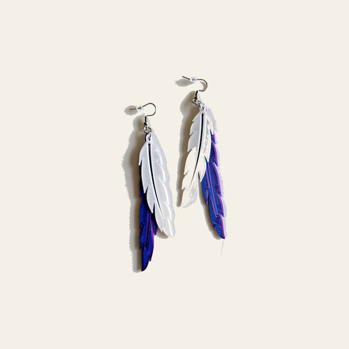 3D Print Double Feather Boho Earrings Made in America by Baha Ranch Western Wear